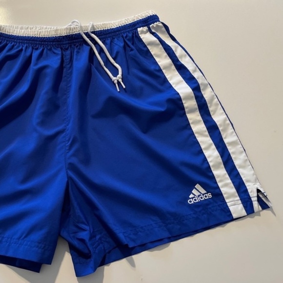 adidas VTG Men's Soccer Shorts Spell Out 3 Stripes Blue XL - Picture 3 of 12